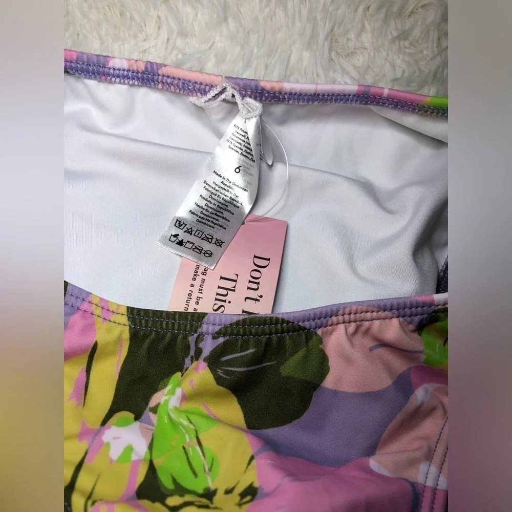 VENUS Pink and Green Floral Bikini Bottom size 6 NWT